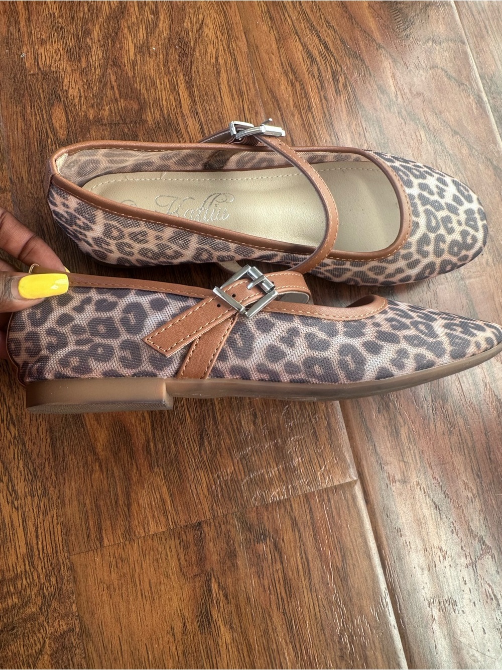 Animal print mesh ballet flats